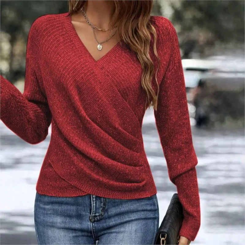 Fallon Crossover V-Neck Sweater