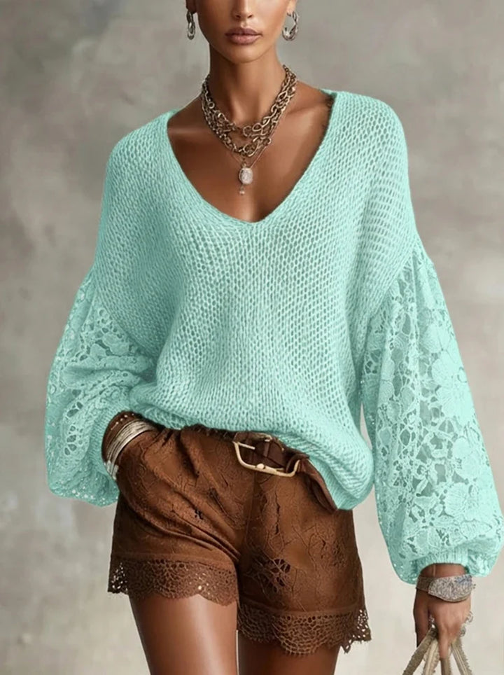 Simone Lace V Neck Sweater