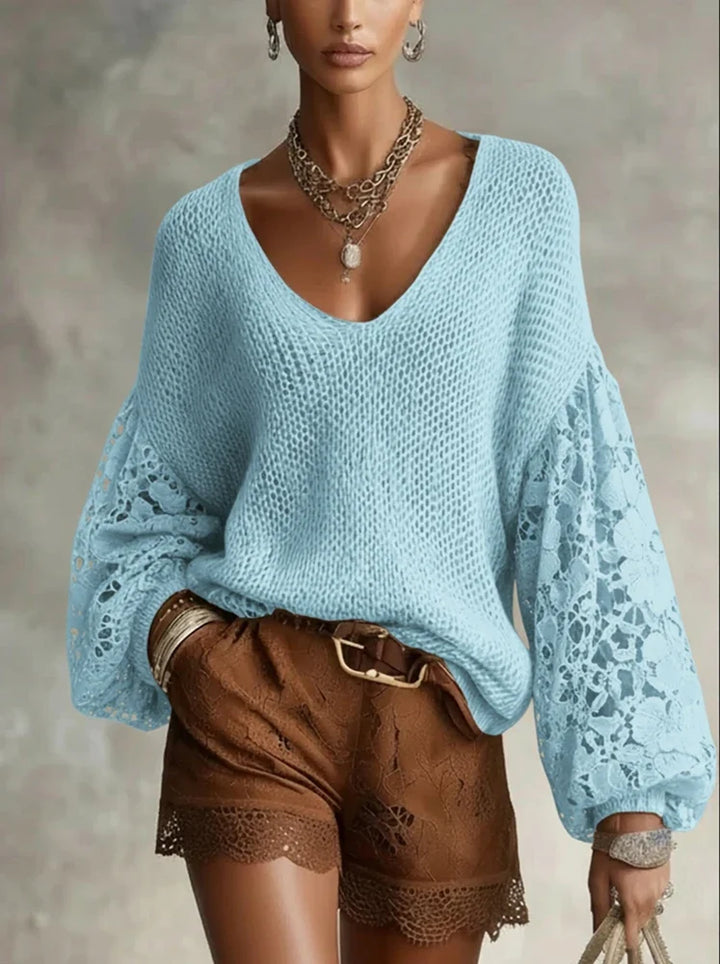 Simone Lace V Neck Sweater