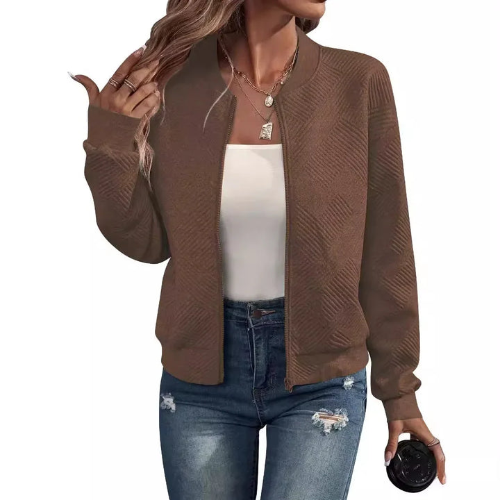 Oriane Textured Collarless Bomber