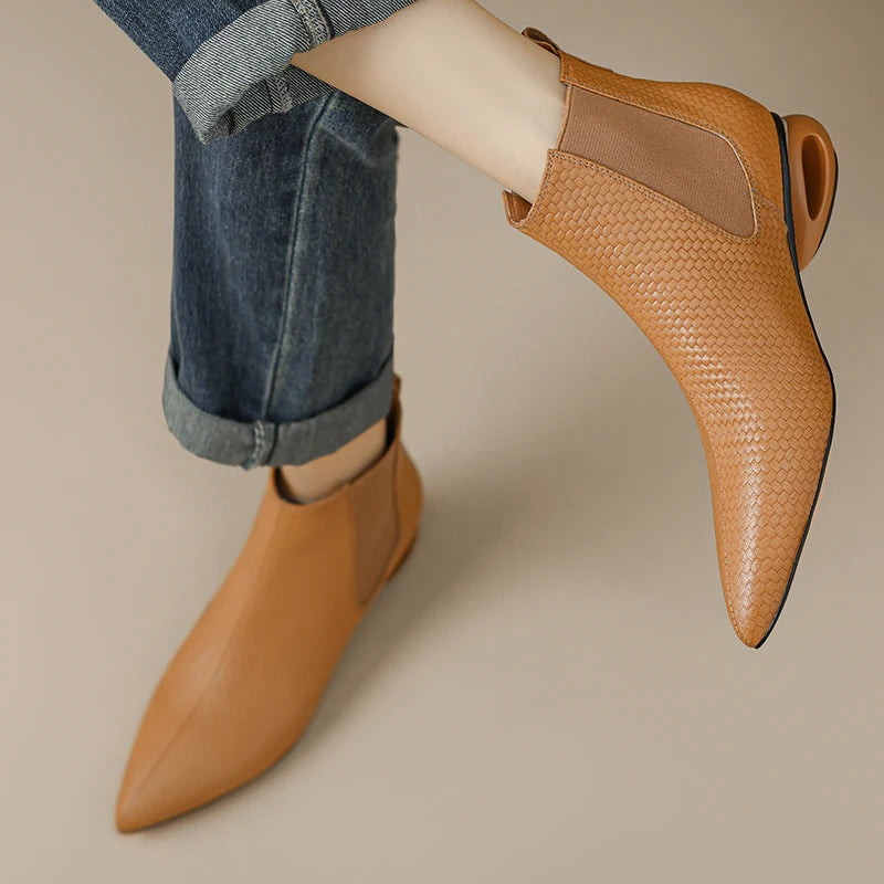 Hazel Hollow Leather Ankle Boots