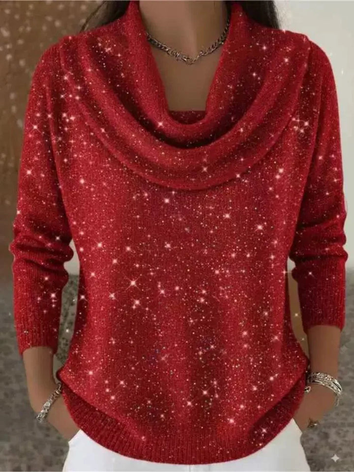Laureen Cowl Neck Shimmer Sweater