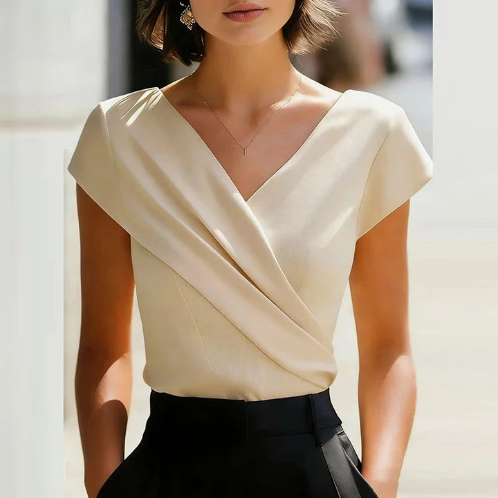 Delilah Wrap Front V Neck Blouse