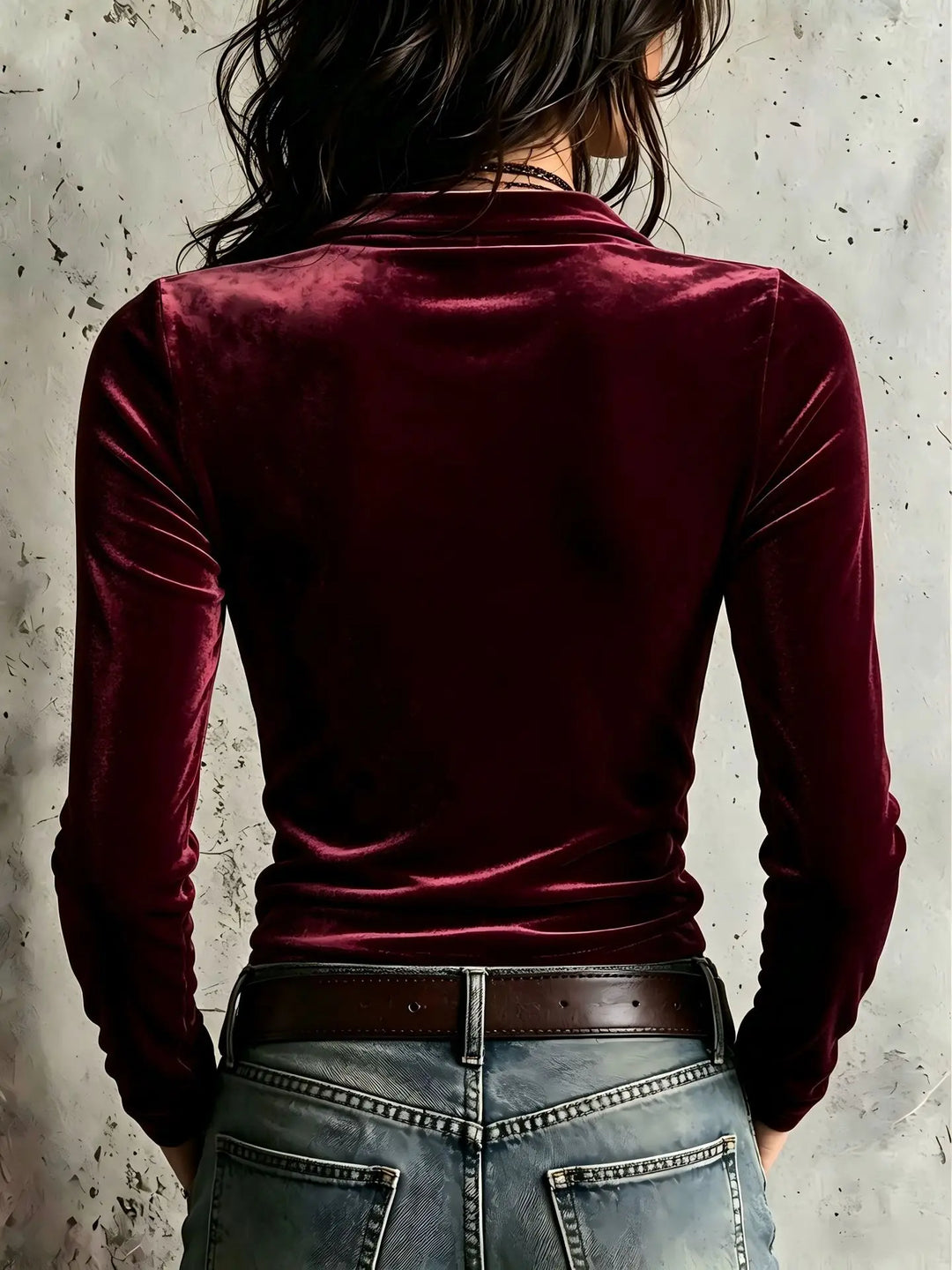 Isolina Half Zip Velvet Top