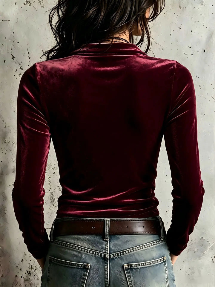 Isolina Half Zip Velvet Top