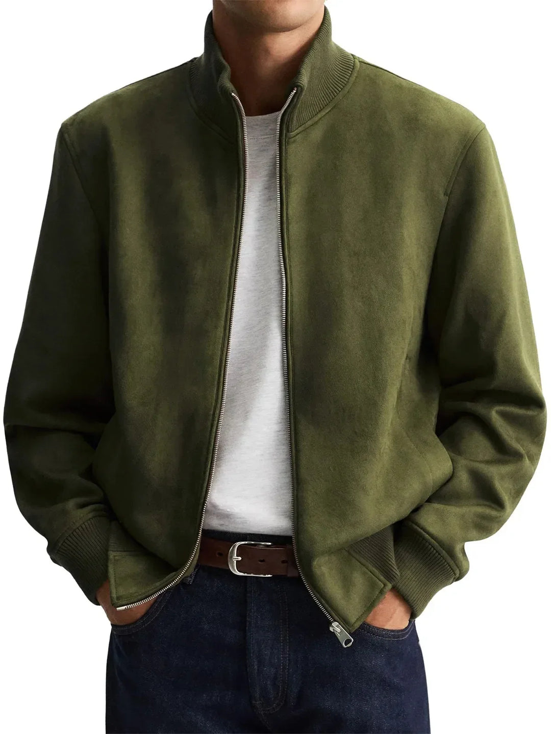 Everett Suede Look Bomber Jacket
