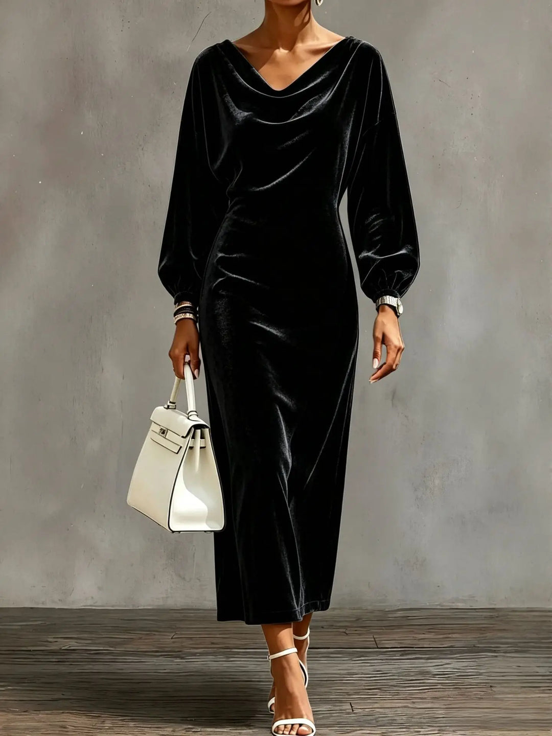 Giselle Cowl Neck Velvet Dress