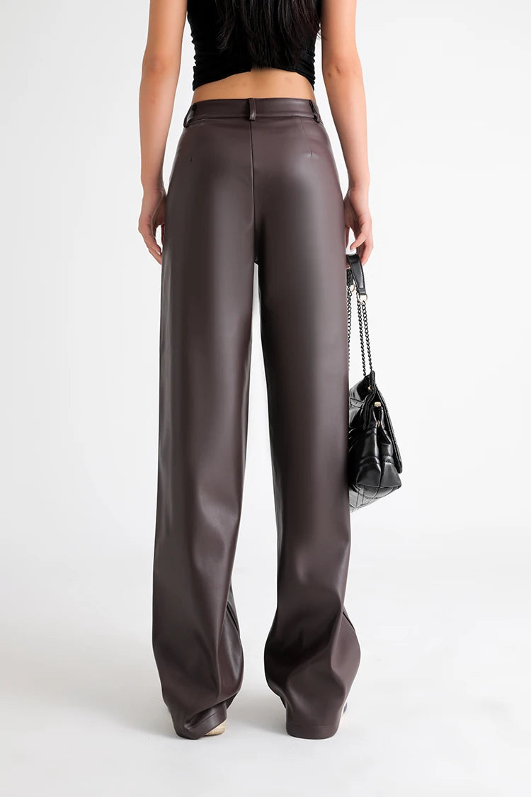 Herringbone Fleece Leather Pants