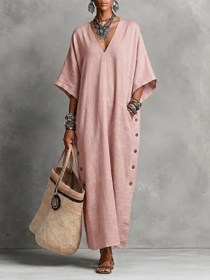 Delphine Relaxed V Neck Maxi Dress