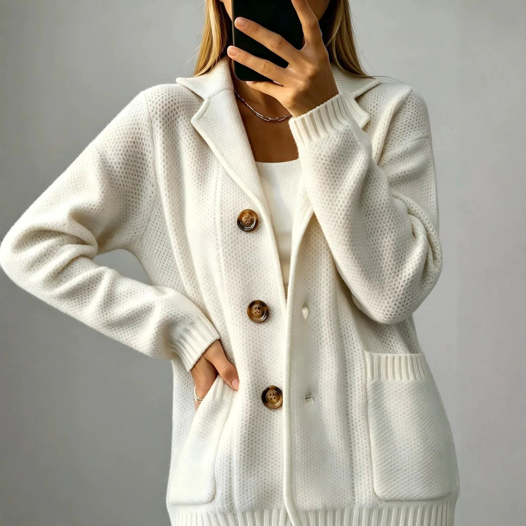 Faustine Notched Lapel Cardigan