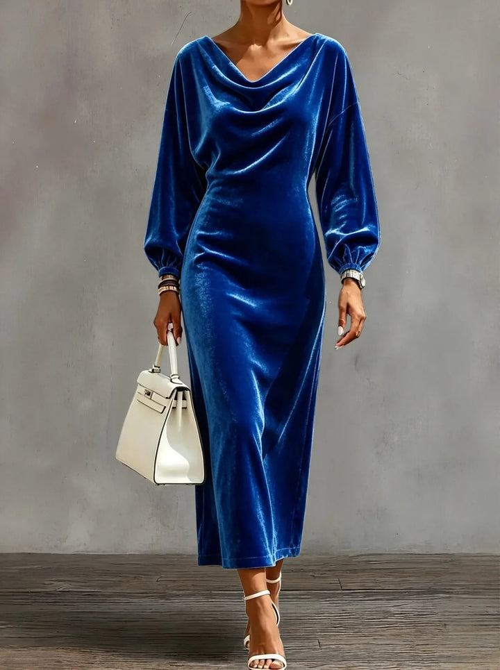 Giselle Cowl Neck Velvet Dress