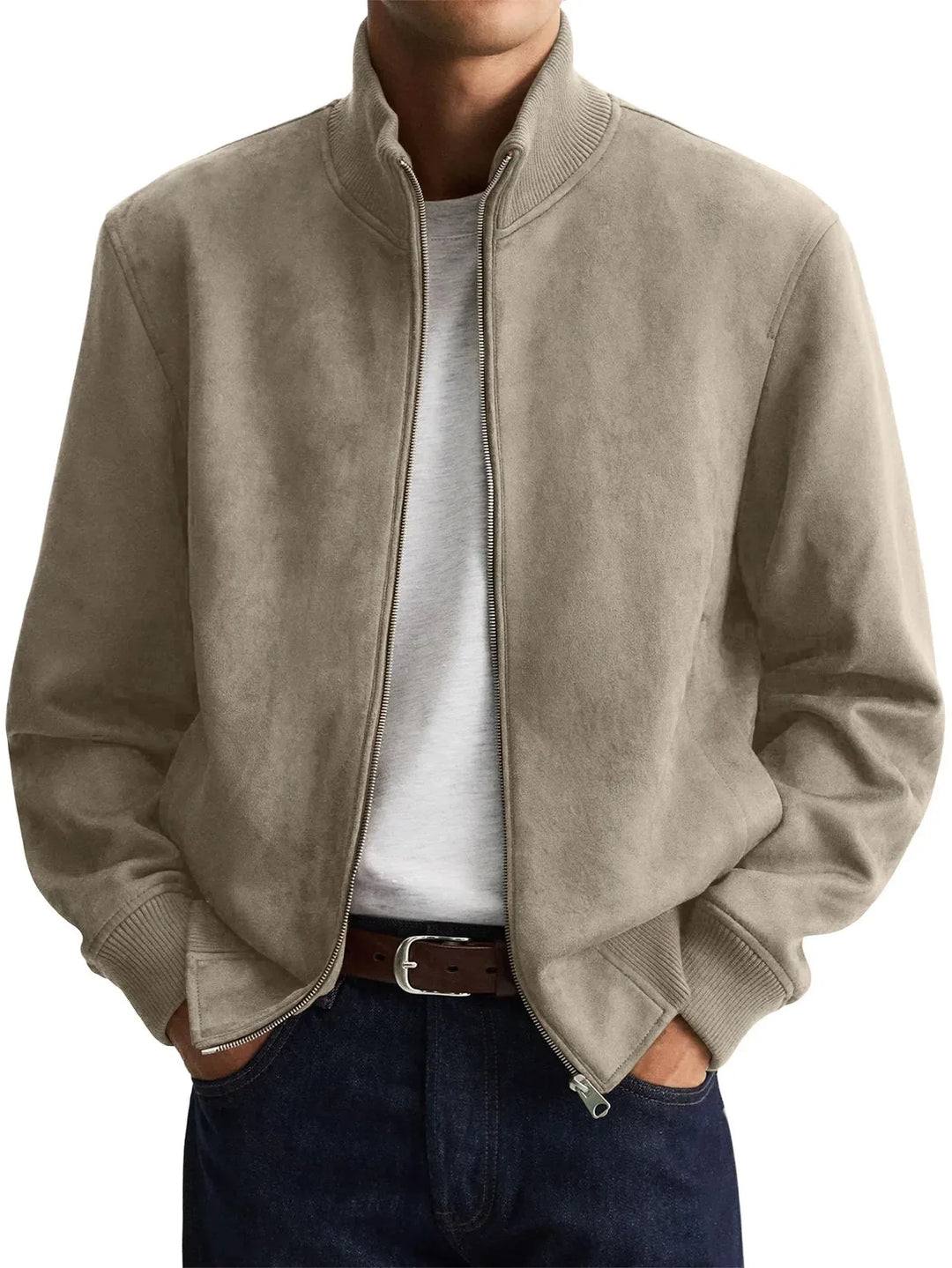 Everett Suede Look Bomber Jacket