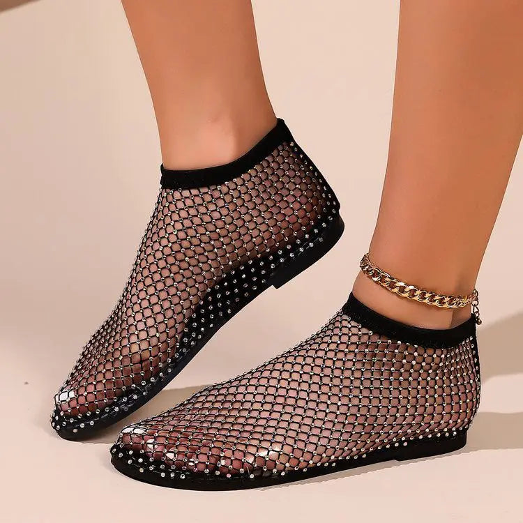 Leslie Rhinestone Midnight Flats