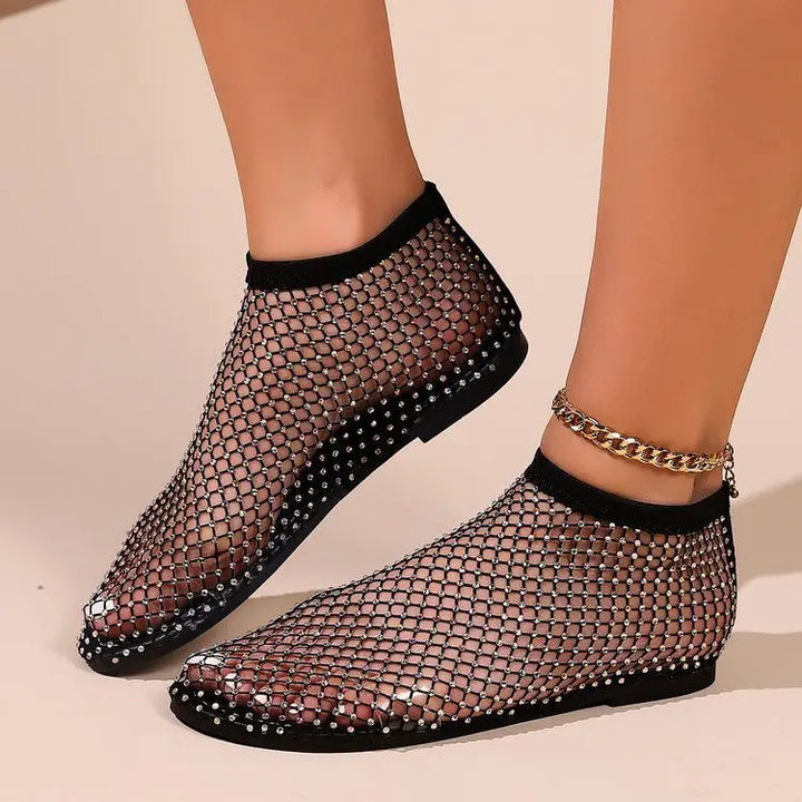 Leslie Rhinestone Midnight Flats
