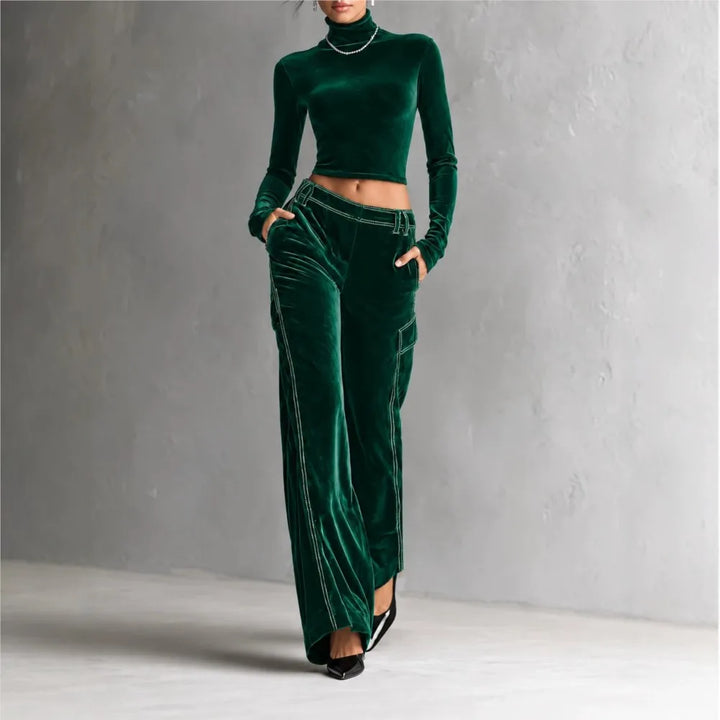 Larina Fitted Cropped Turtleneck Set