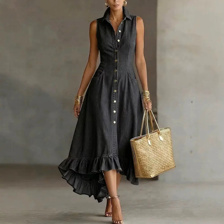 Sabine Ruffle Denim Midi Dress