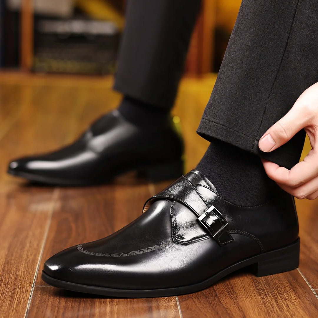 Valentino Leather Monk Strap Loafers