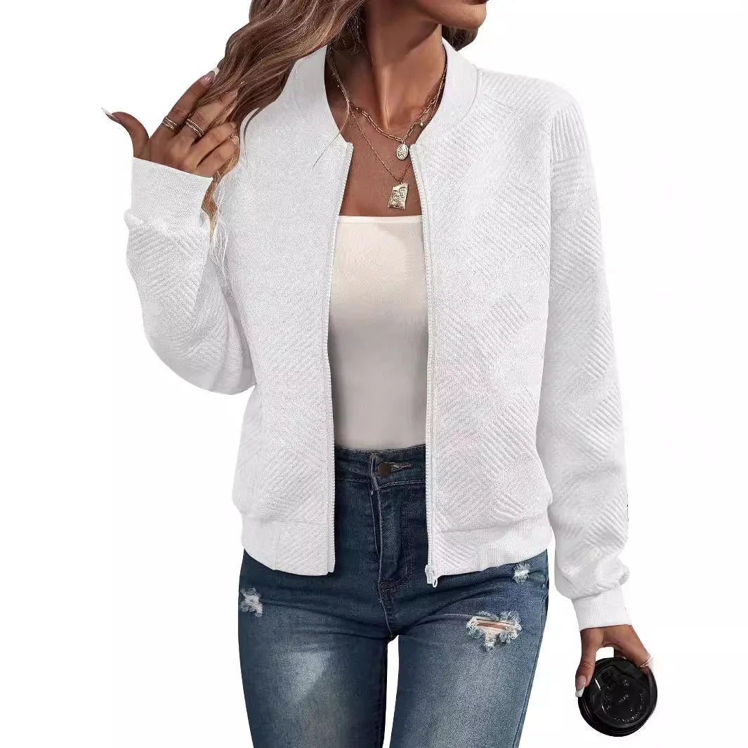 Oriane Textured Collarless Bomber