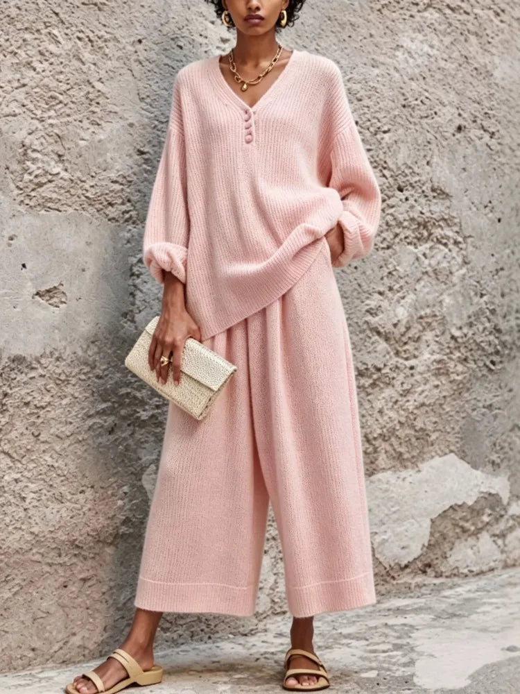 Larkin Button Placket Sweater Set