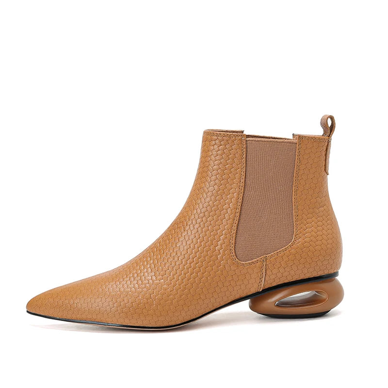 Hazel Hollow Leather Ankle Boots