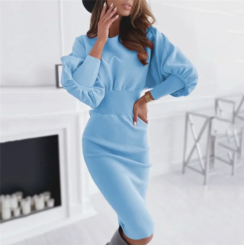 Rosalyn Lantern Sleeve Midi Dress