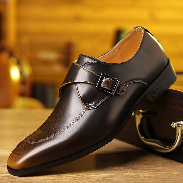 Valentino Leather Monk Strap Loafers