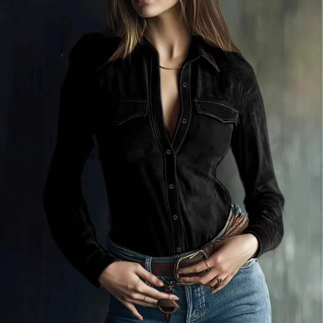 Sawyer Suede Collar Blouse