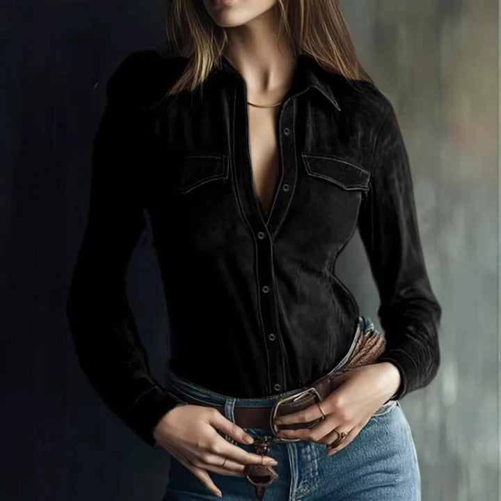 Sawyer Suede Collar Blouse