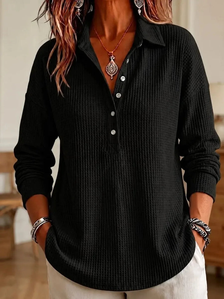 Wren Waffle Knit Polo Sweater