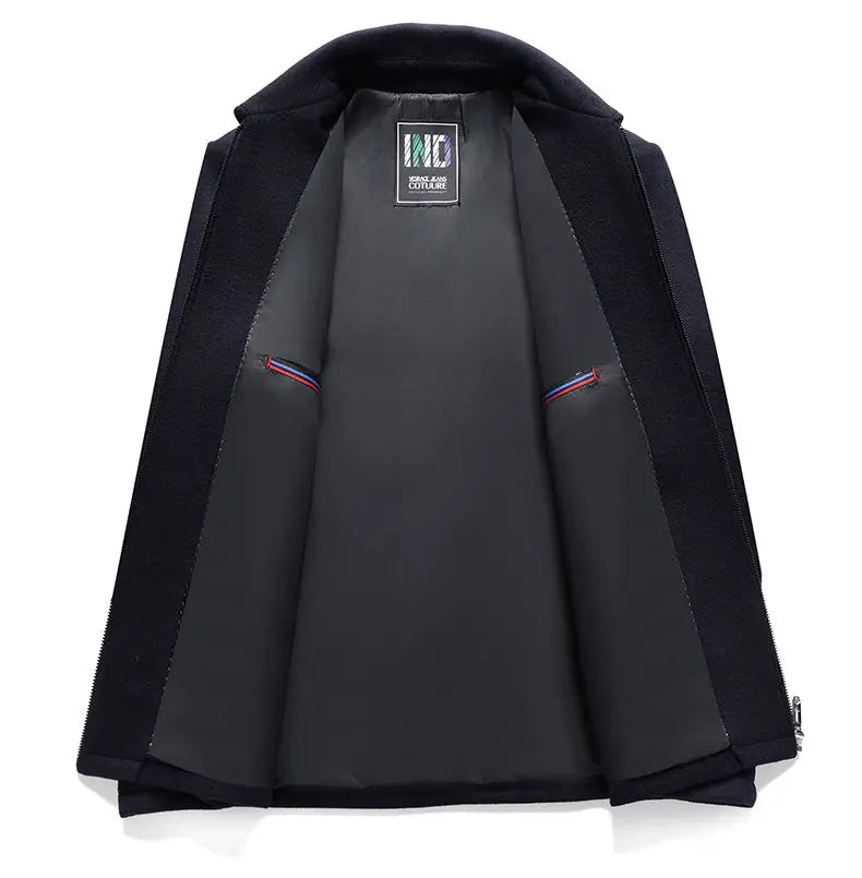 High-end men's fashionable, cool, versatile, trendy and casual woolen executive jacket, dad's suit lapel coat