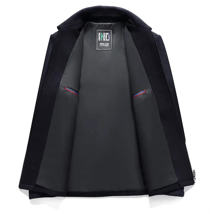 High-end men's fashionable, cool, versatile, trendy and casual woolen executive jacket, dad's suit lapel coat