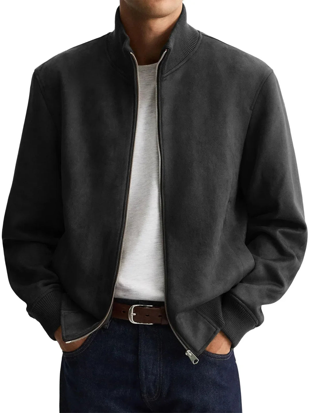 Everett Suede Look Bomber Jacket
