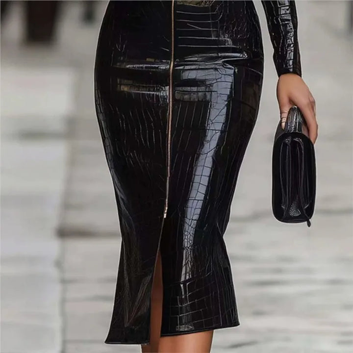 Delphina Front Zip Midi Dress