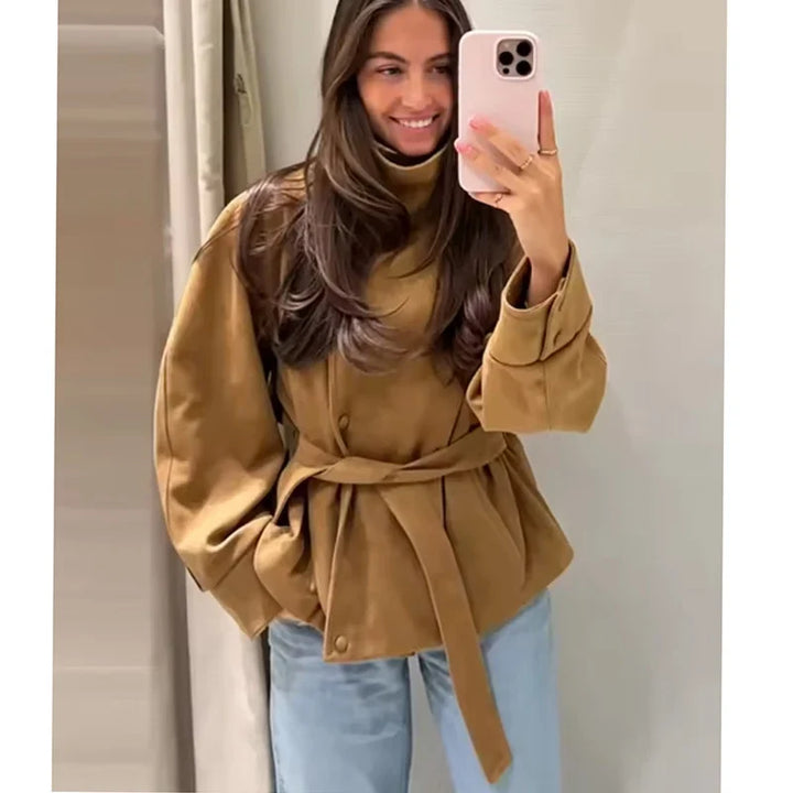 Delphine Belted Funnel Jacket