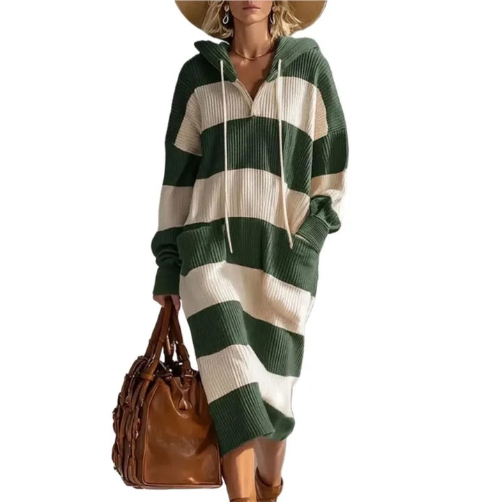 Marisol Striped Knit Hooded Dress