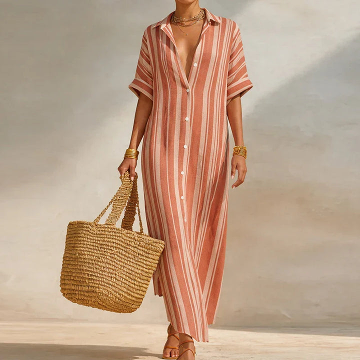 Amanda Linen Long Shirt Dress