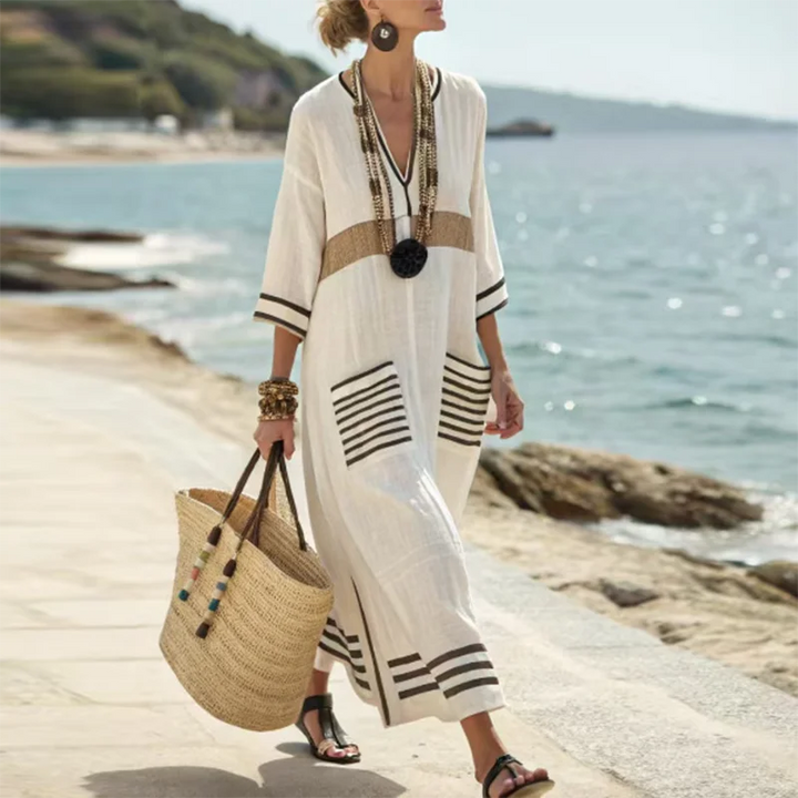 Orlanda Striped Kaftan Dress