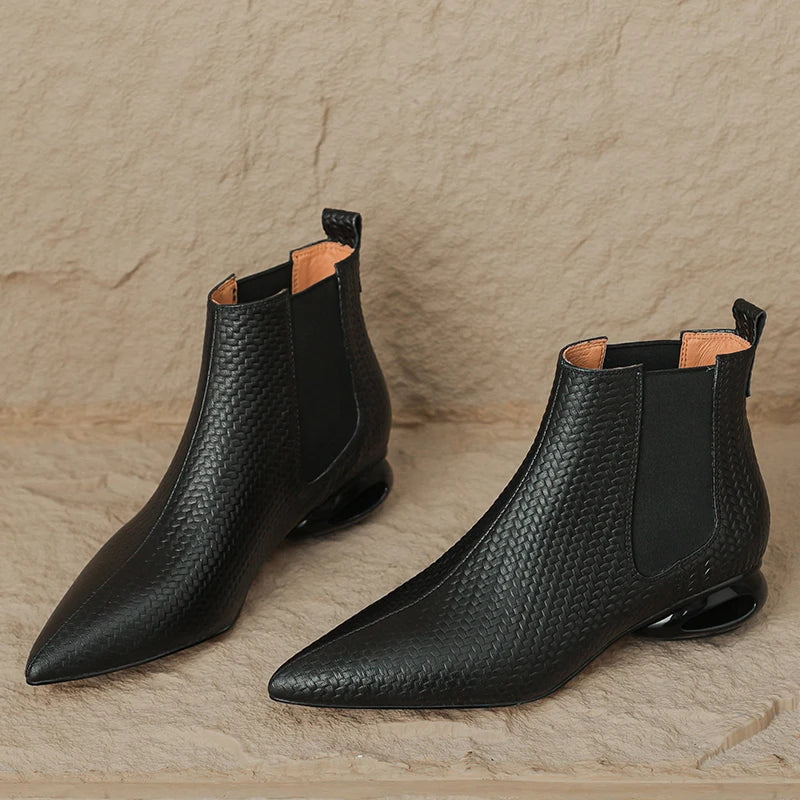 Hazel Hollow Leather Ankle Boots