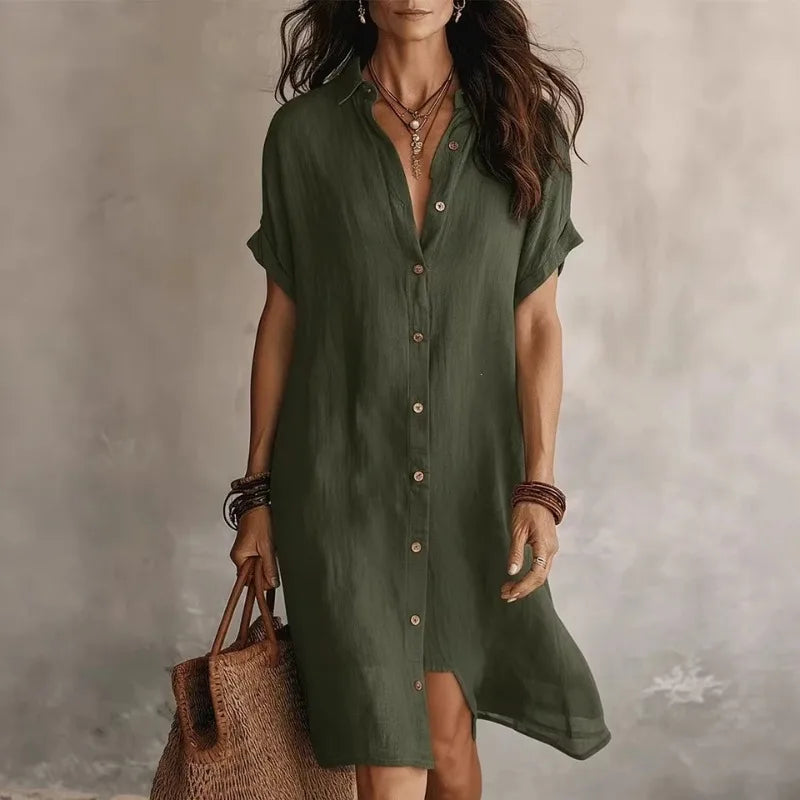 Jeanelle Button Down Shirt Dress