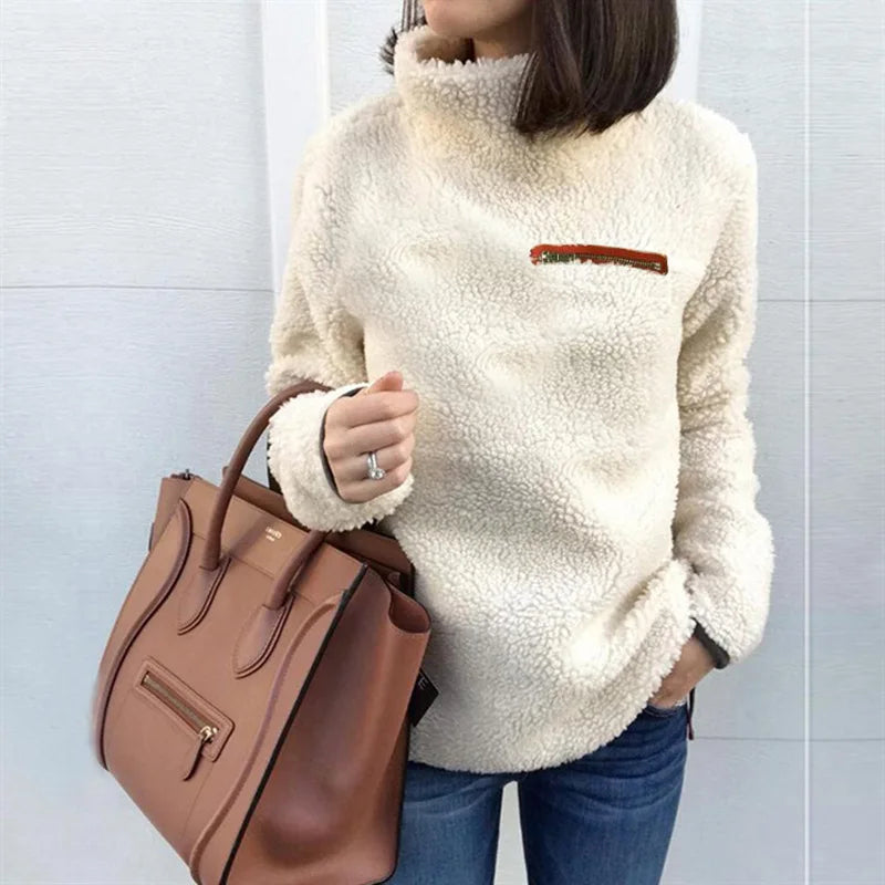 Honora Sherpa Turtleneck Top