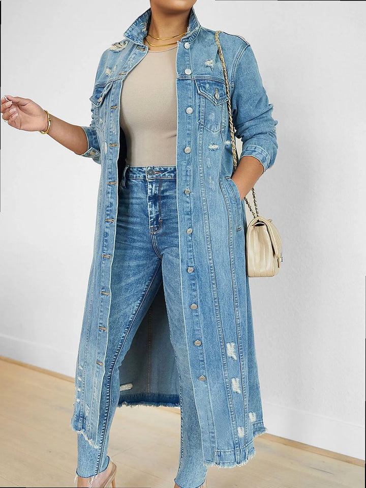 Harlan Distressed Denim Trench