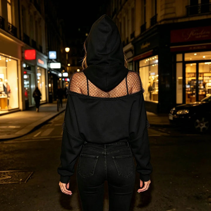 Marielise Fishnet Panel Hoodie