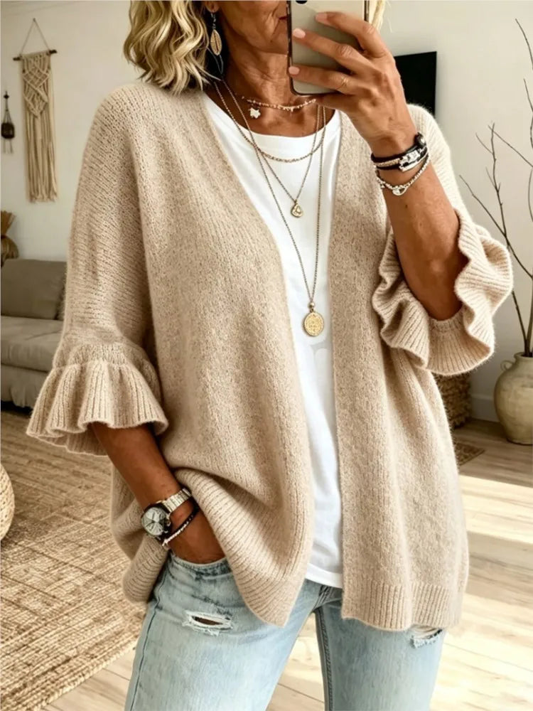 Mirela Ruffle Sleeve Cardigan