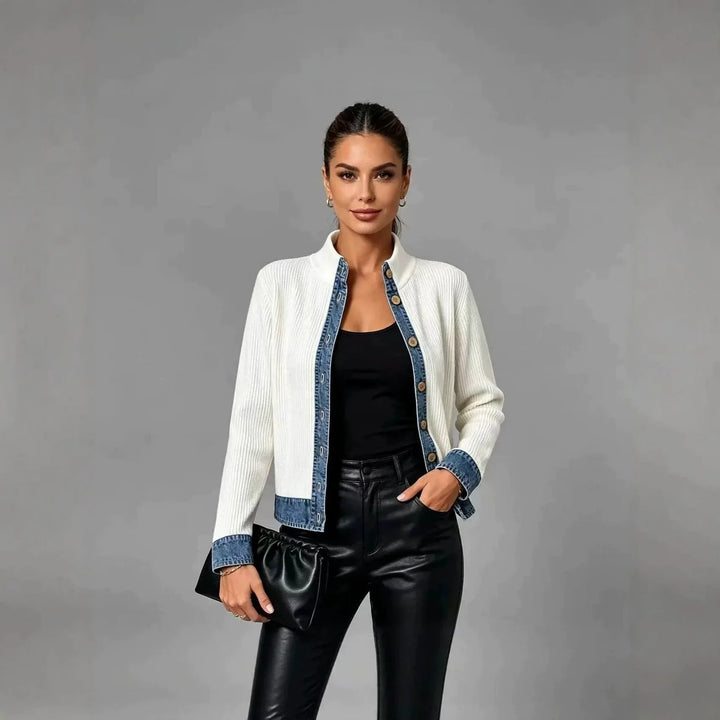 Petronella Denim Trim Cardigan