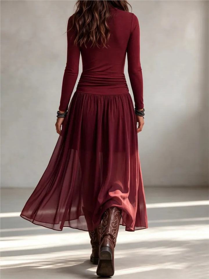Ines Ruched Mock Neck Dress