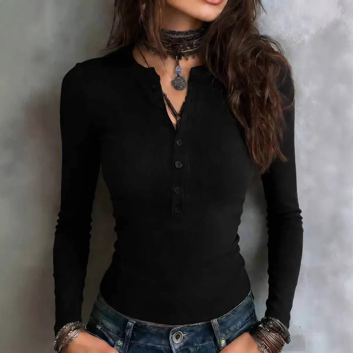 Winona Ribbed Button Henley