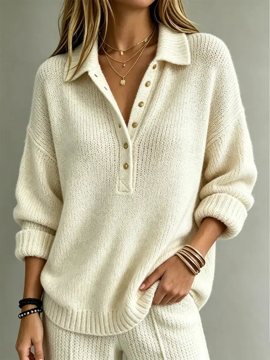 Sadona Button Neck Polo Sweater