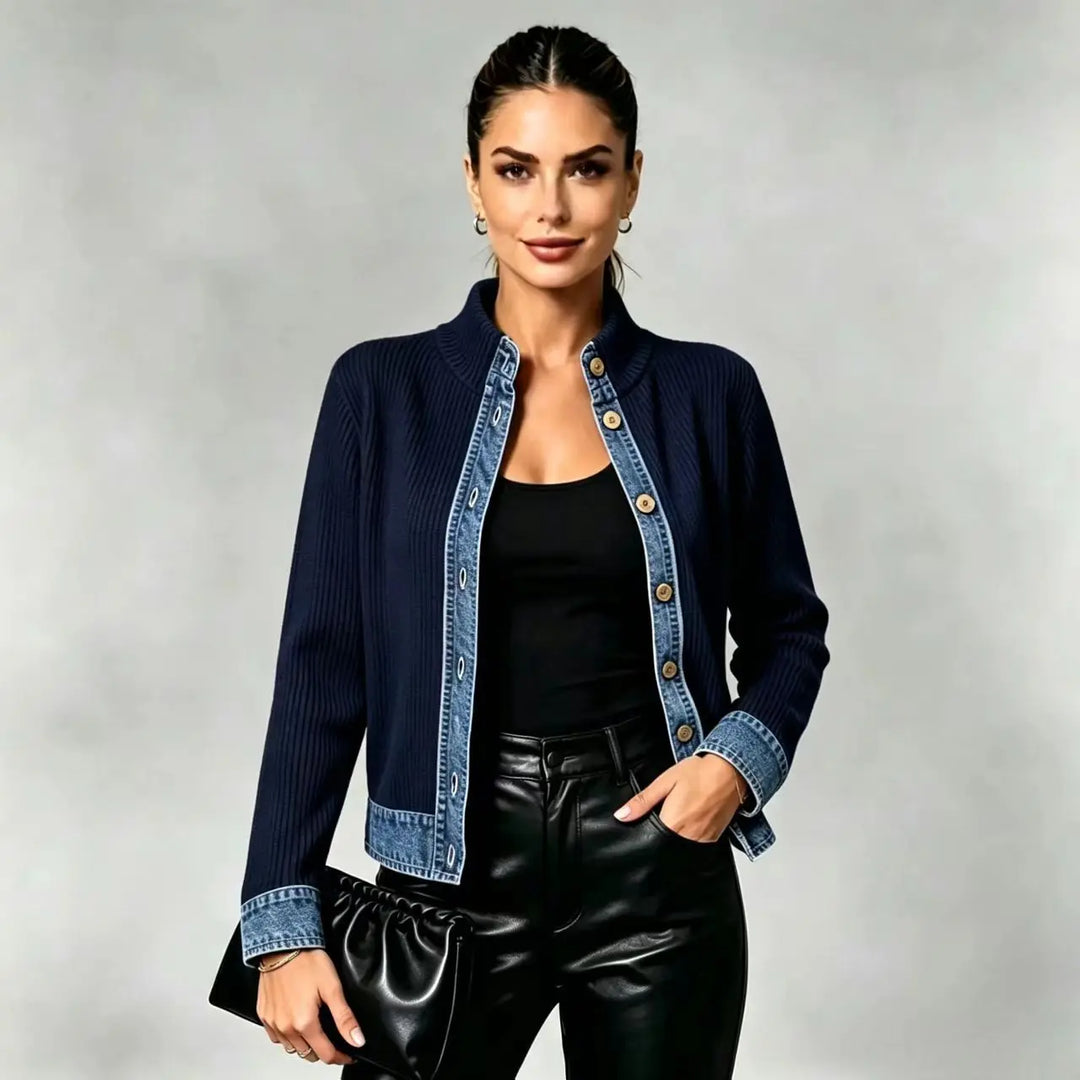 Petronella Denim Trim Cardigan