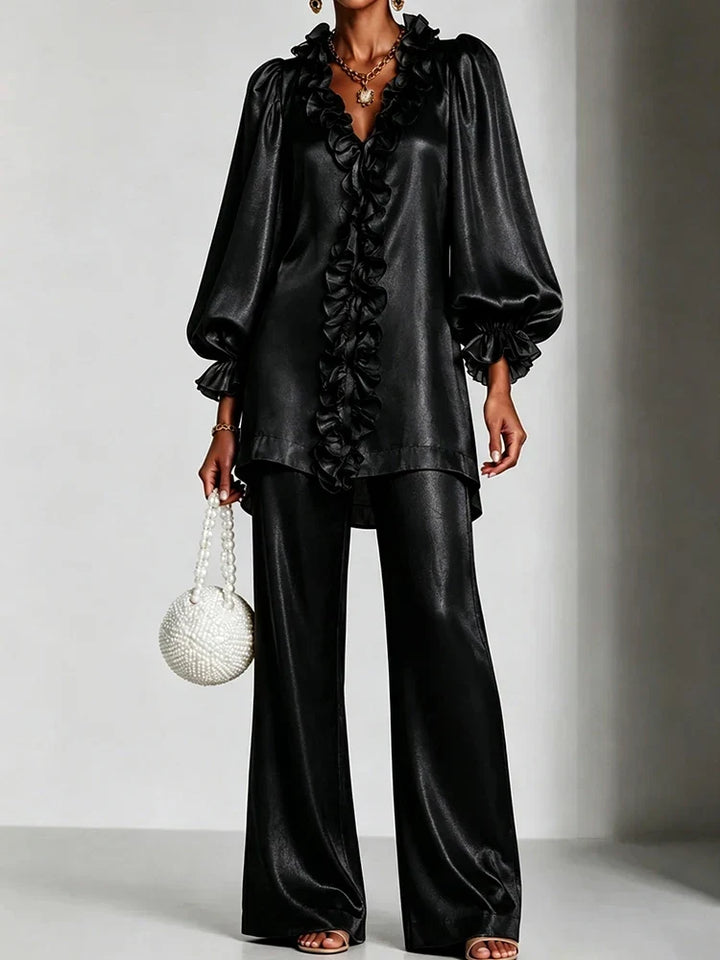 Theodora Ruffle V-Neck Set