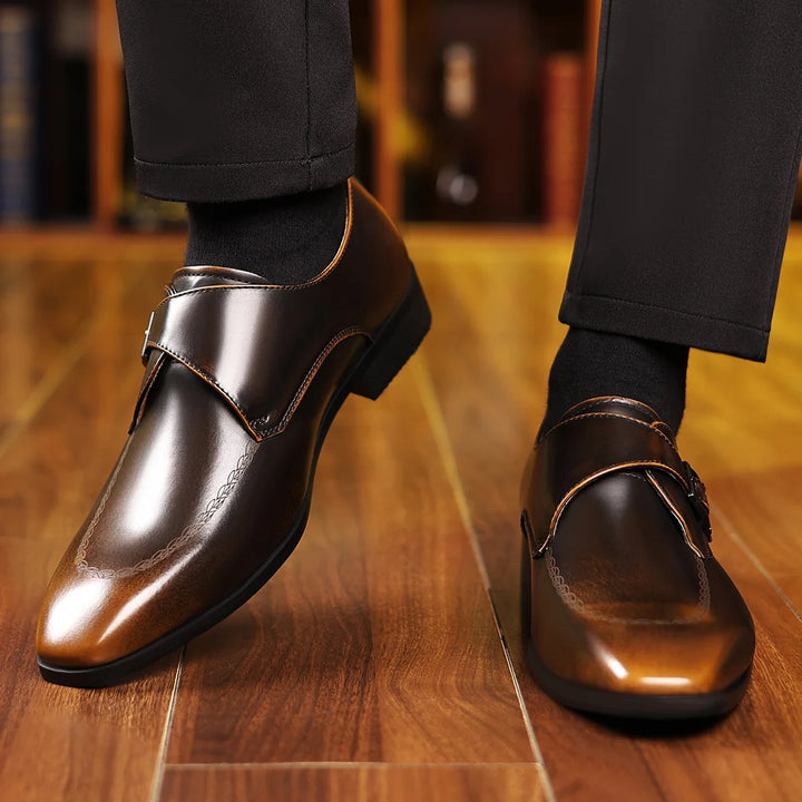 Valentino Leather Monk Strap Loafers